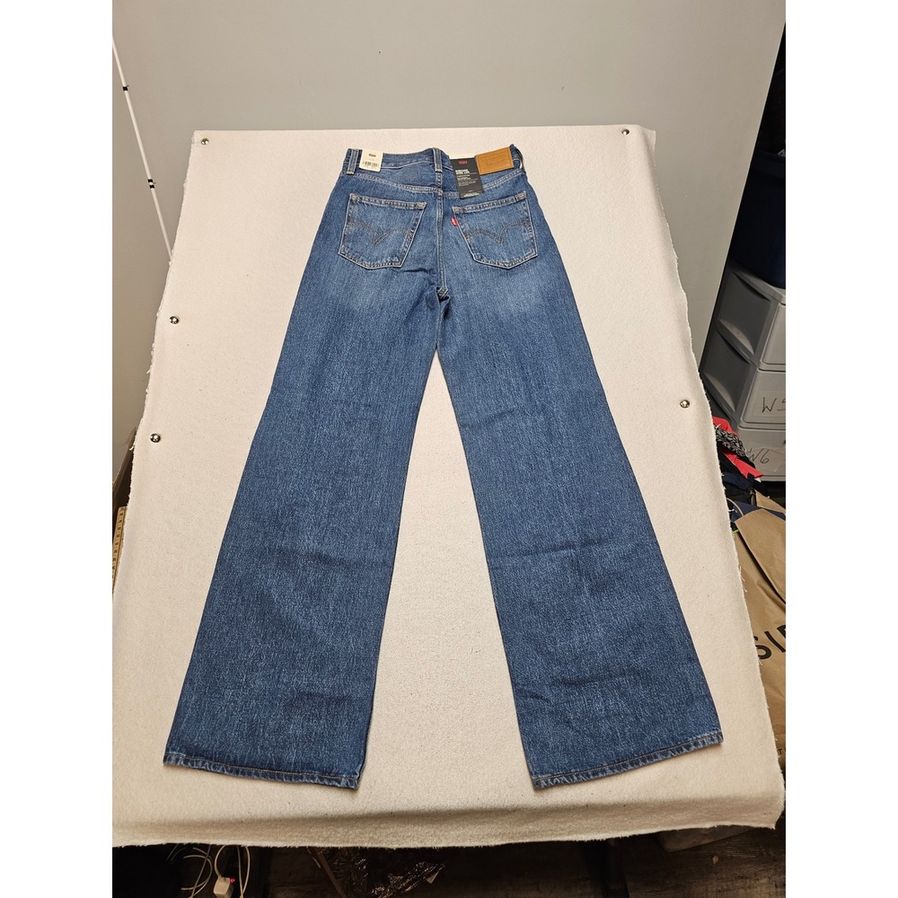 Levis Ribcage Wide Leg Super High Rise Jeans 27x32 Medium Wash A60810004